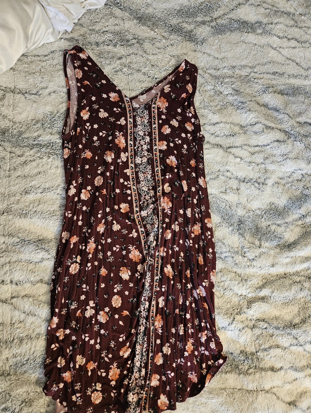 Maurices Burgundy Floral Sleeveless Midi Dress